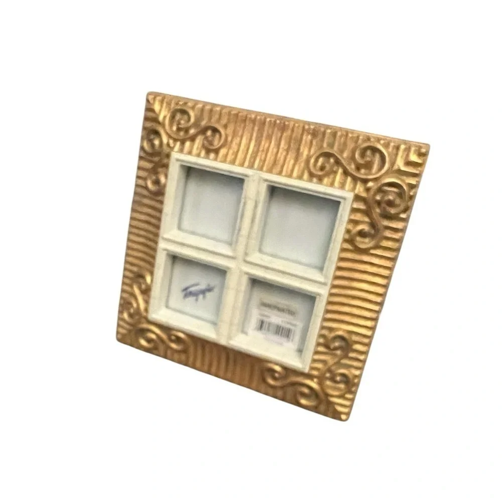 TERRAGRAFICS 90s Vintage Baroque Gold Hand Painted Windowpane Picture Frame